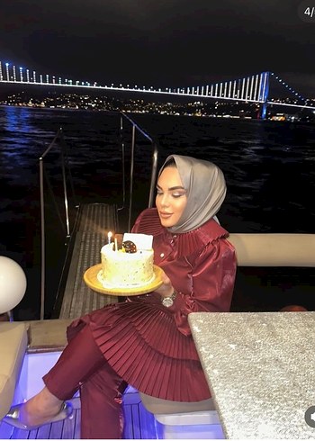 Bordo Uzun Kollu Drapeli takı - Görsel 3