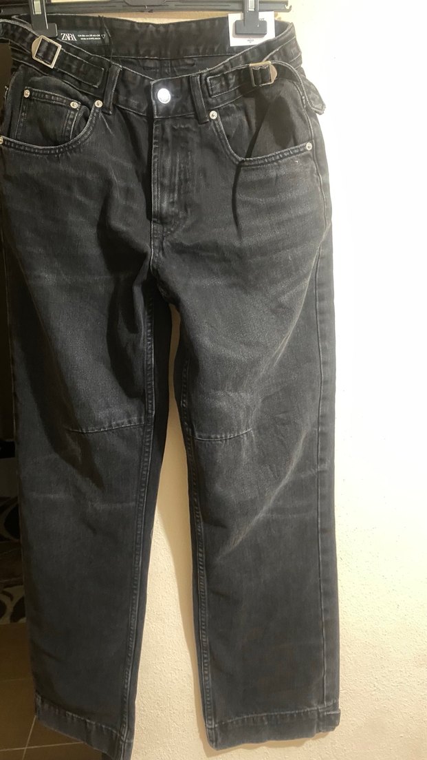 Zara Siyah Gri Yılan Desenli Fermuarlı Kadın Kot - Görsel 4