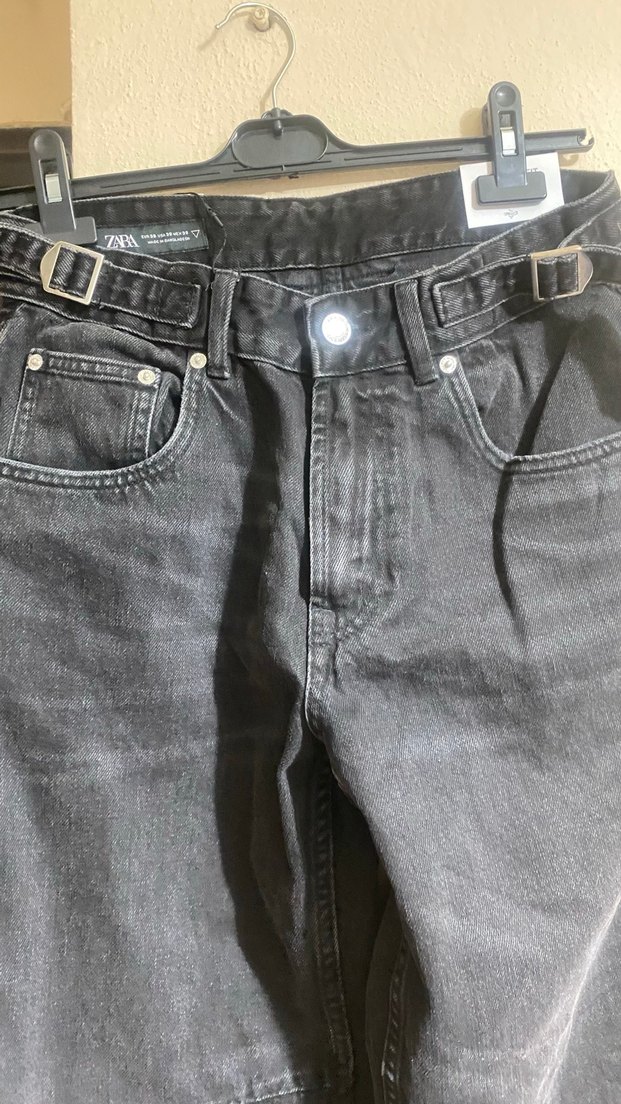 Zara Siyah Gri Yılan Desenli Fermuarlı Kadın Kot - Görsel 3