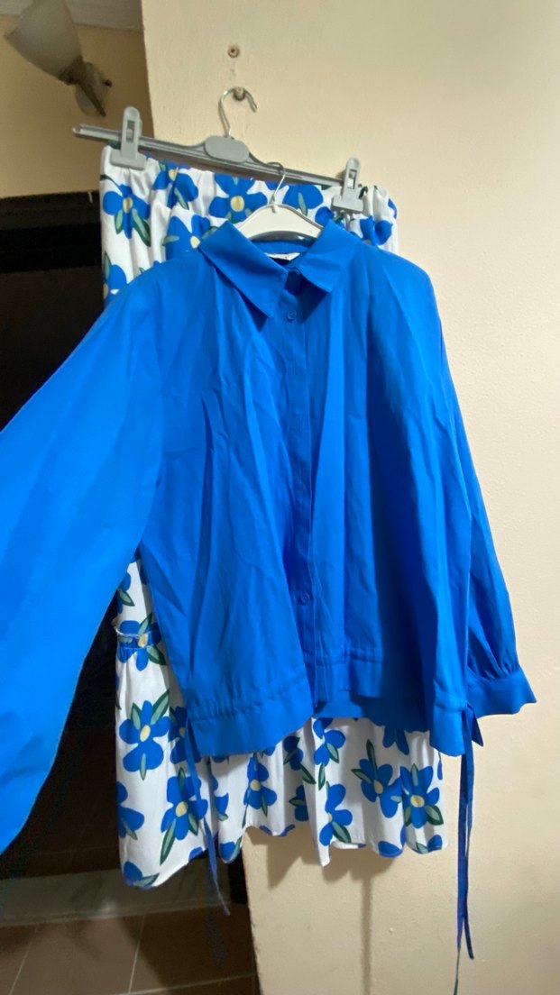 Mavi Midi Kadın Etekli Takım - Görsel 2