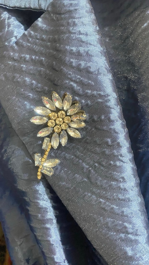 İşlemeli Mavi Uzun Kadın ceket - Görsel 4