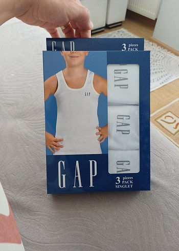 GAP Erkek Beyaz Baskılı Atlet 3'lü kutulu - Görsel 2