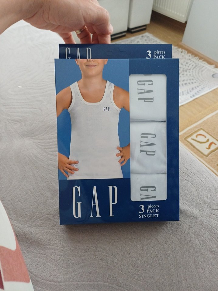 GAP Erkek Beyaz Baskılı Atlet 3'lü kutulu - Görsel 2