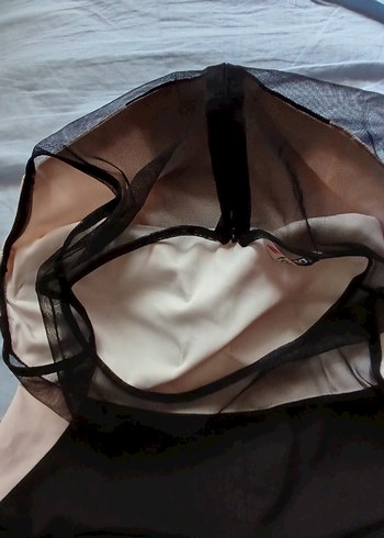 Siyah  krem Uzun Askılı Kadın Tulum - Görsel 4