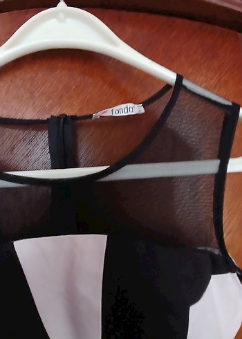 Siyah  krem Uzun Askılı Kadın Tulum - Görsel 5