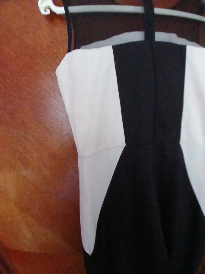 Siyah  krem Uzun Askılı Kadın Tulum - Görsel 3