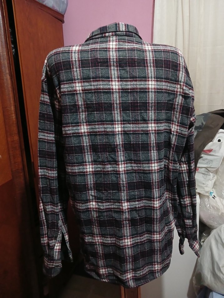 Gri Ekoseli Düğmeli erkek Gömlek - Görsel 3