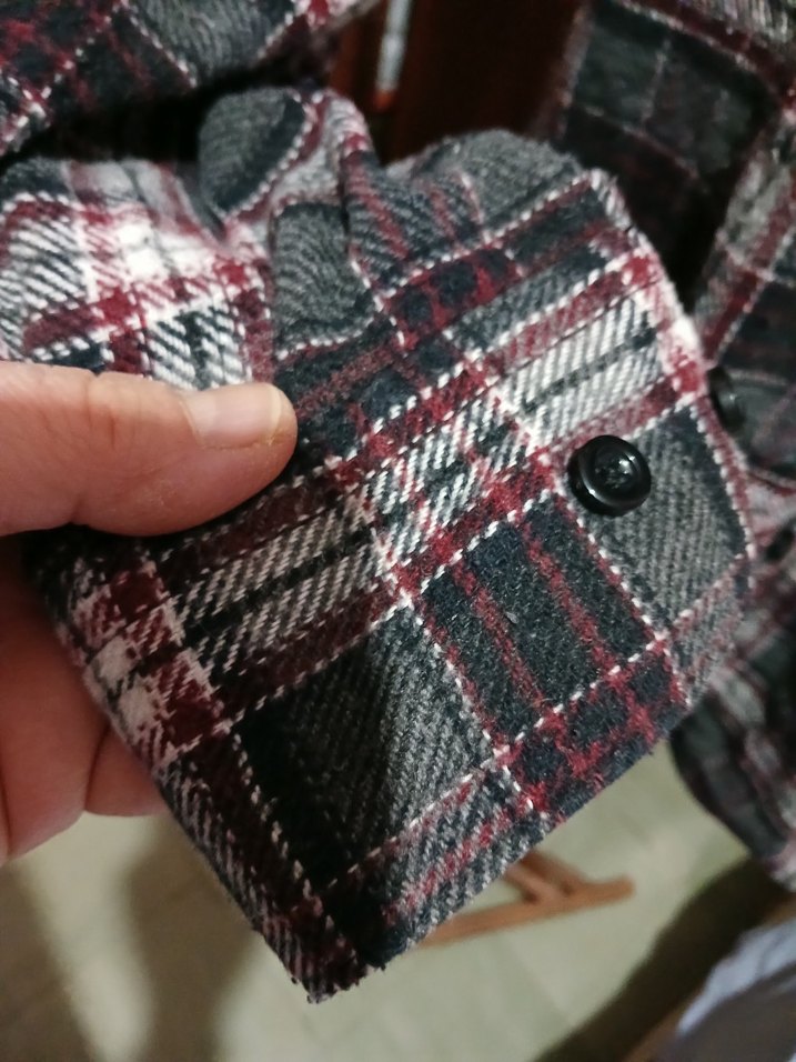 Gri Ekoseli Düğmeli erkek Gömlek - Görsel 5