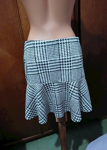 Kadın Gri Mini Ekose Etek - Görsel 5