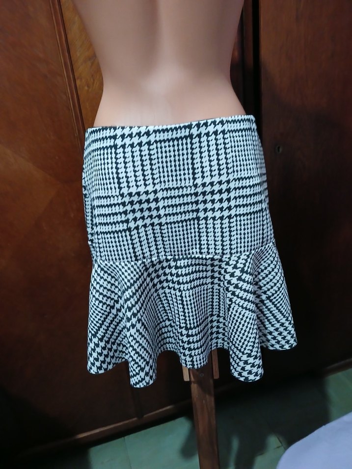 Kadın Gri Mini Ekose Etek - Görsel 5