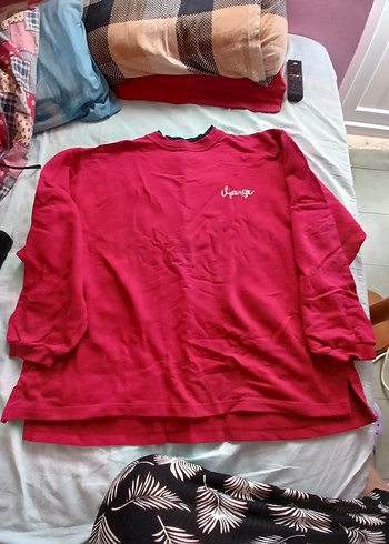 xl Beden Bordo Kadın Oversize Triko Sweatshirt