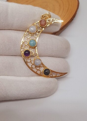 Doğal taş gümüş kolye ucu - Görsel 3