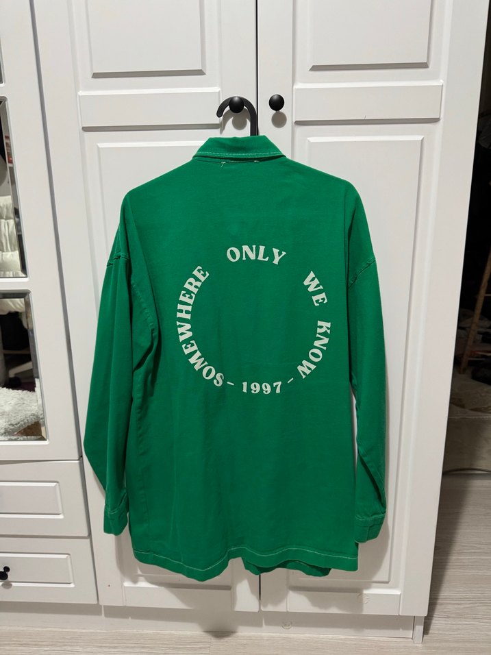 Düğmeli Yeşil Midi Keten Gömlek - Görsel 2