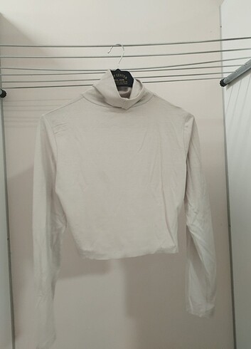 Addax Şık Boğazlı Krem Crop Bluz