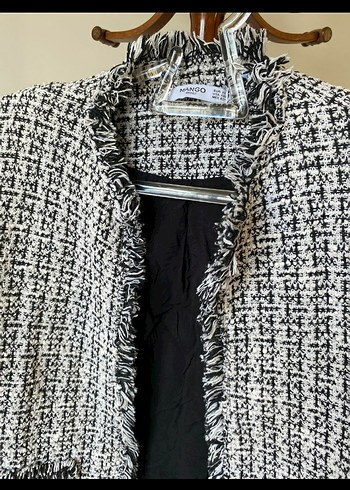 Mango Gri Midi Örme Parisian Kadın Ceket
