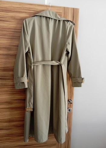 Bej Kuşaklı Uzun Kadın Trençkot - Görsel 3