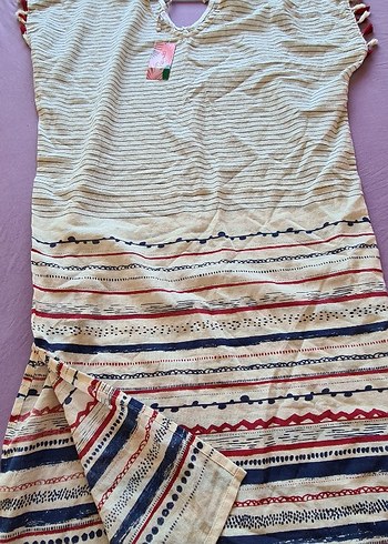 PENTİ Marka sıfır ürün Püsküllü V-Yaka plaj elbisesi - Görsel 4