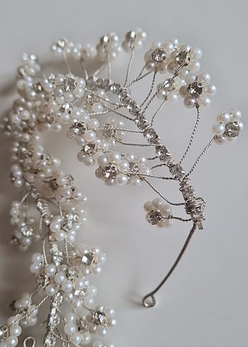 Beyaz Boncuklu Kadın Saç Aksesuarı - Görsel 2