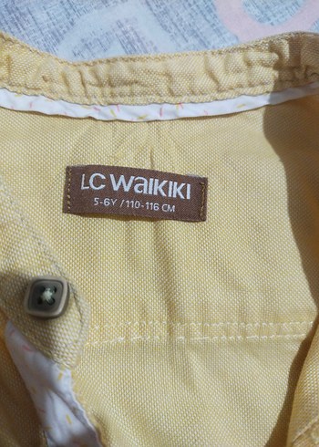 LC Waikiki Sarı Kısa Kollu Düğmeli Erkek Keten Gömlek