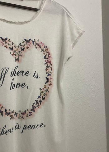 Bohem Beyaz Kelebek Baskılı Hamile Tişörtü - Görsel 4