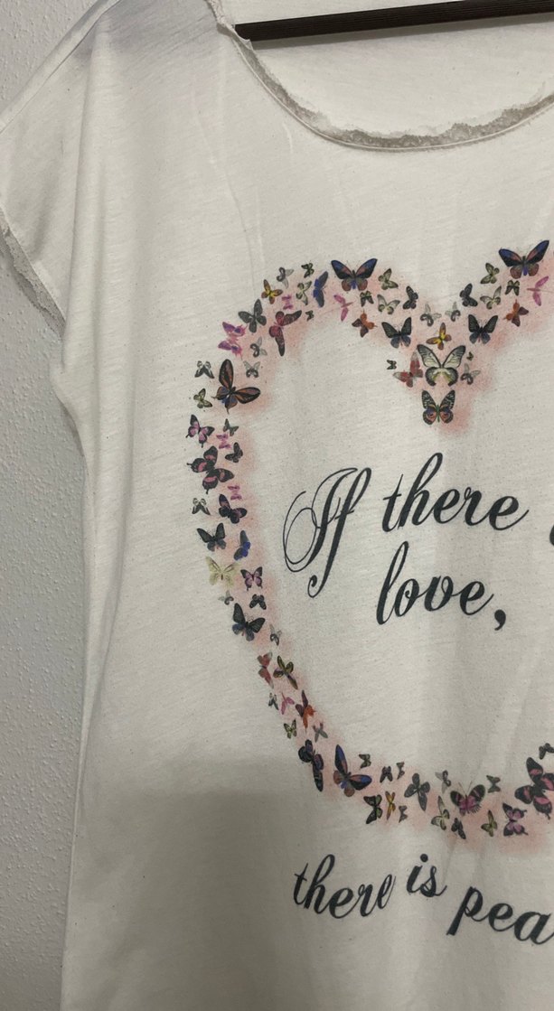 Bohem Beyaz Kelebek Baskılı Hamile Tişörtü - Görsel 2