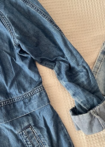 Düğmeli Mavi Kadın Denim Ceket