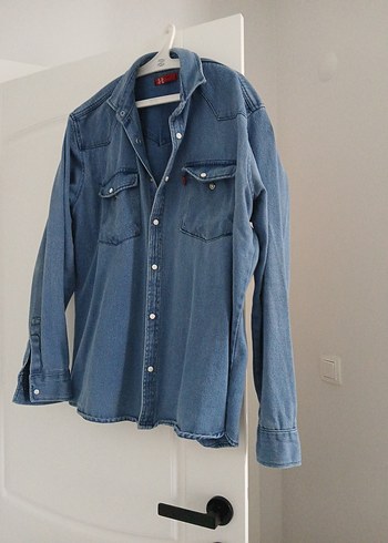 Diğer Dugmeli Mavi Denim Erkek Gomlek Ceket