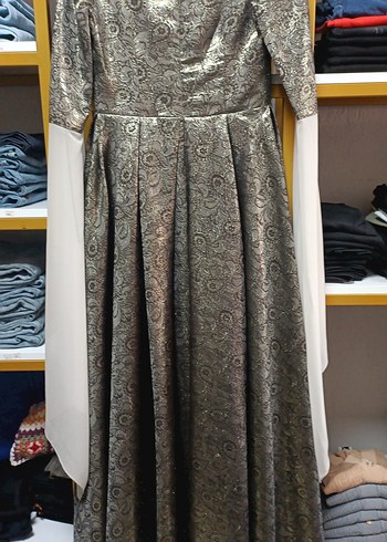 Uzun Vintage Bohem Gri Kadın Elbise - Görsel 4