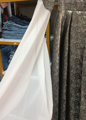 Uzun Vintage Bohem Gri Kadın Elbise - Görsel 2