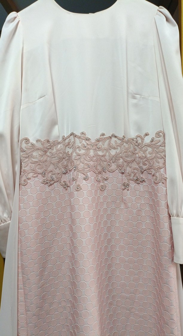 Nakışlı Bej Uzun Elbise - Görsel 2