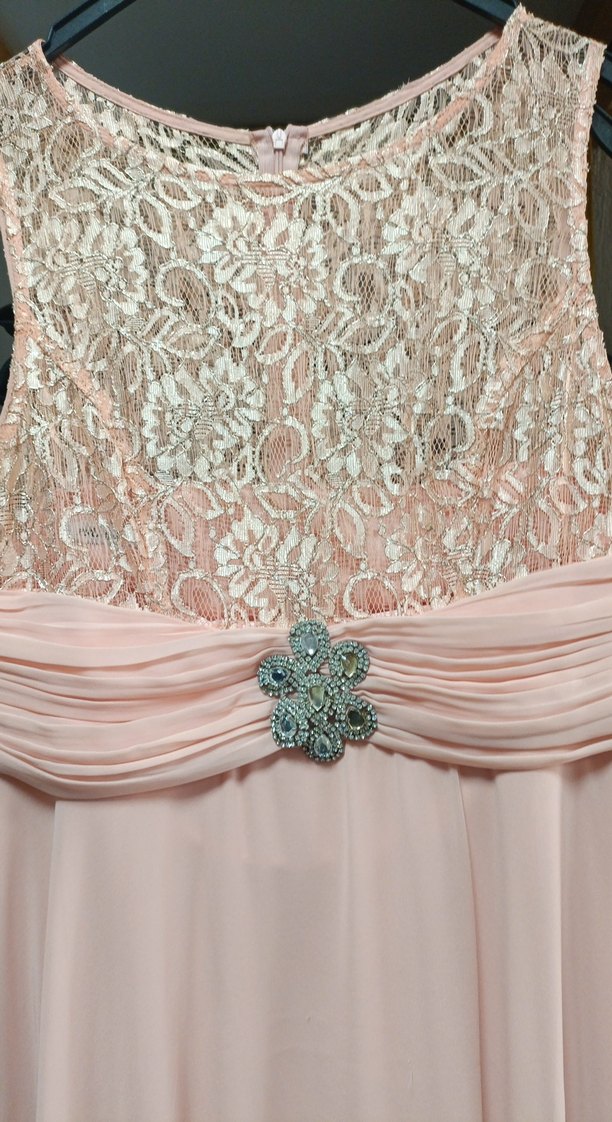 Pudra Pembe Drape Detaylı Uzun Abiye Elbise - Görsel 2