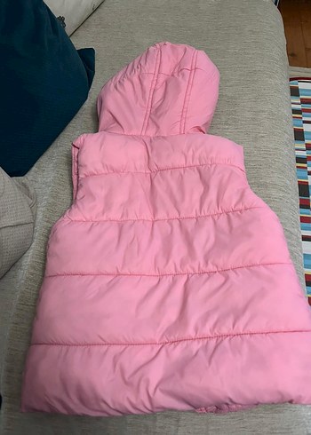 Kız Çocuk Kapüşonlu Pembe Fermuarlı Yelek - Görsel 2