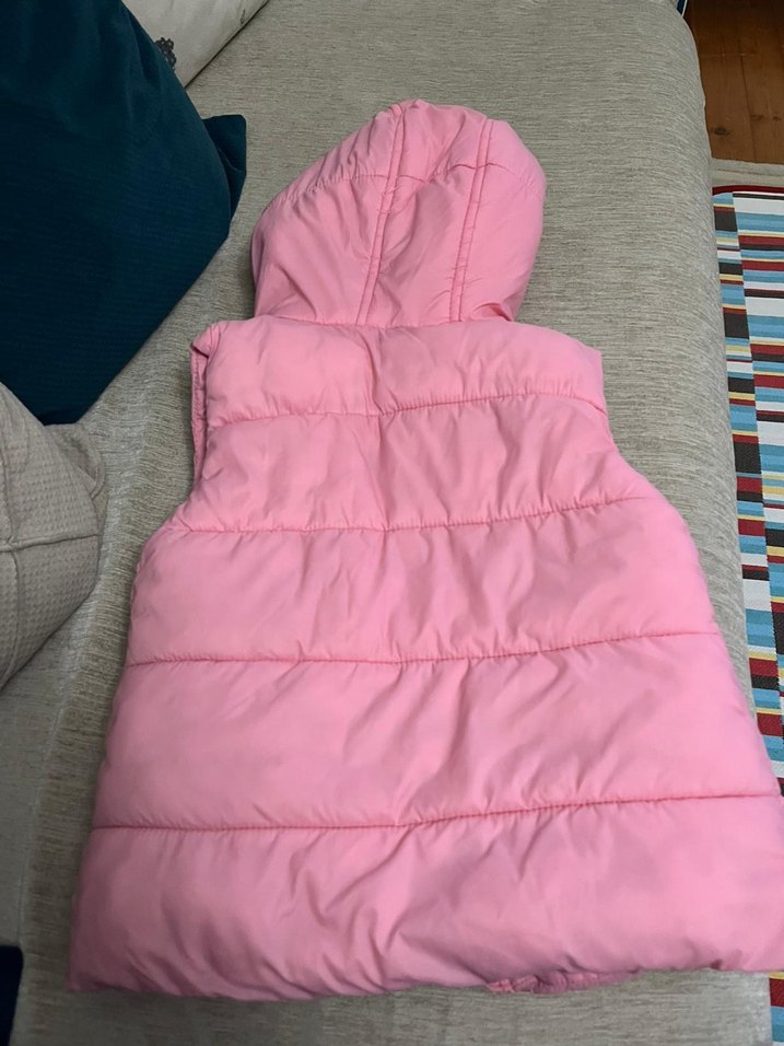 Kız Çocuk Kapüşonlu Pembe Fermuarlı Yelek - Görsel 2