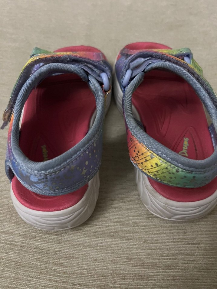 Işıklı Renkli Kız Çocuk Cırtcırtlı Sandalet - Görsel 2