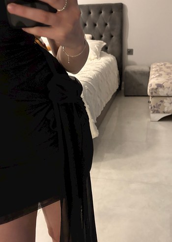 Siyah Straplez Mini Elbise - Görsel 2