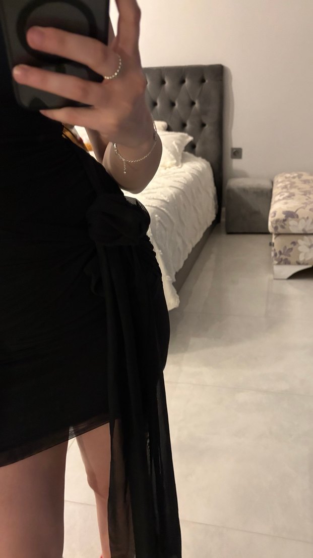 Siyah Straplez Mini Elbise - Görsel 2