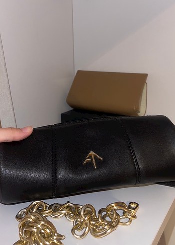Manu Atelier Kemer Detaylı Siyah Deri Kadın Çanta
