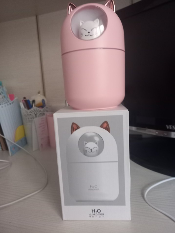 Diger Pembe Kedi Figürlü Hava Temizleyici ve Nemlendirici - Görsel 2