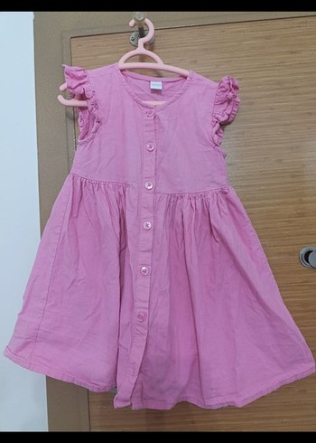 Kız Çocuk Pembe Fırfırlı Elbise