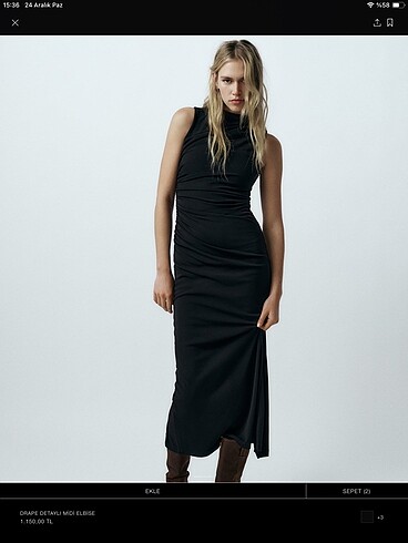 Zara drapeli midi elbise
