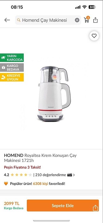 Homend çay makinesi