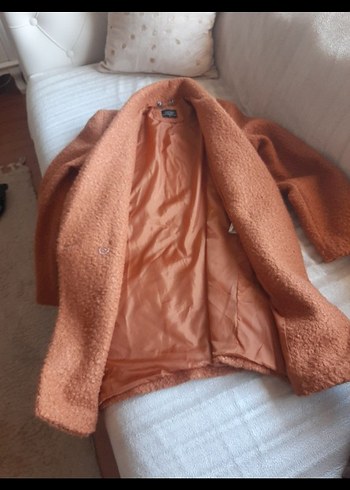 Örgü Detaylı Kahverengi Kadın Midi Kaban - Görsel 2