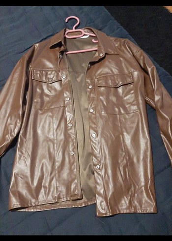Düğmeli Kahverengi Kadın Deri Ceket - Görsel 3