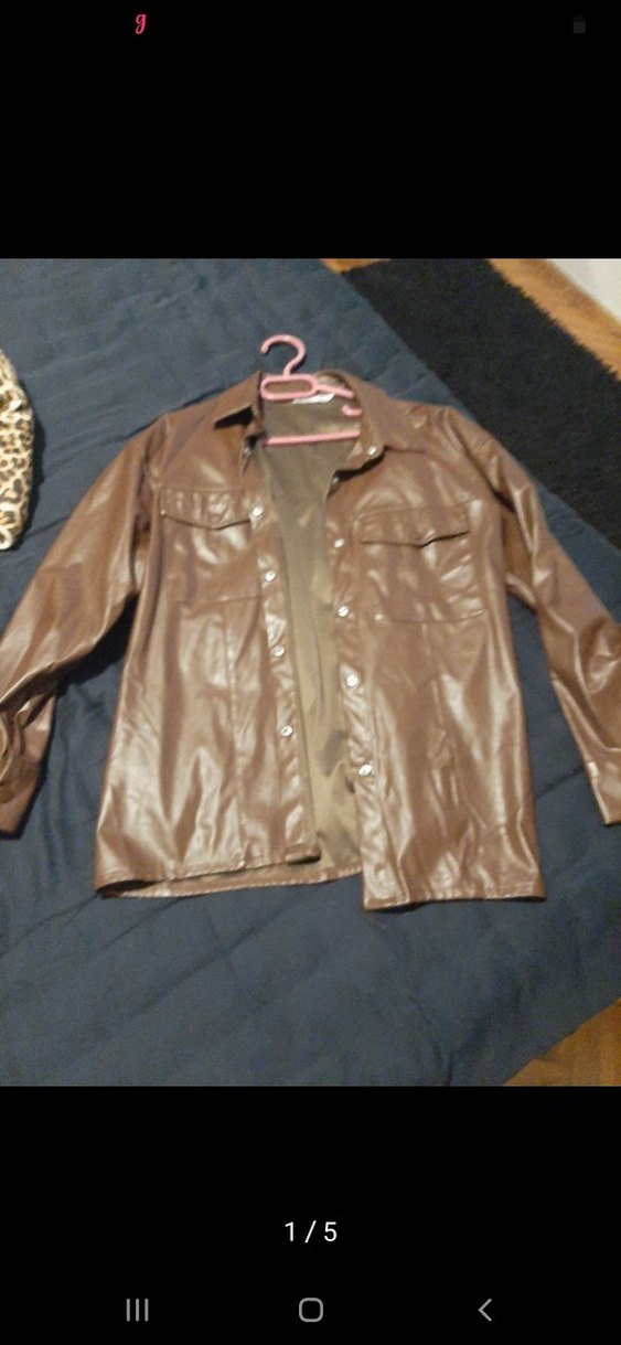 Düğmeli Kahverengi Kadın Deri Ceket - Görsel 5