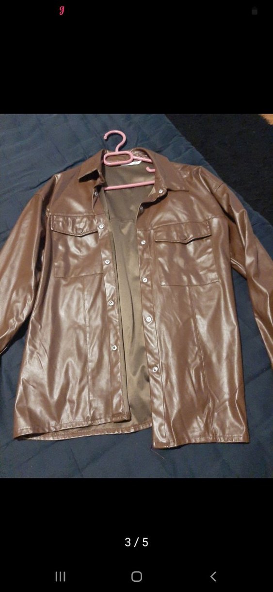 Düğmeli Kahverengi Kadın Deri Ceket - Görsel 3