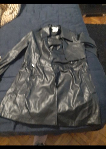 Siyah Deri Midi Kadın Ceket - Görsel 7