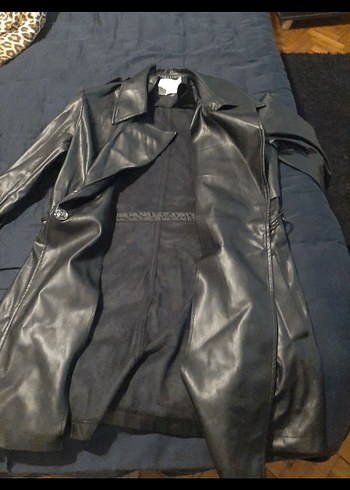 Siyah Deri Midi Kadın Ceket - Görsel 5