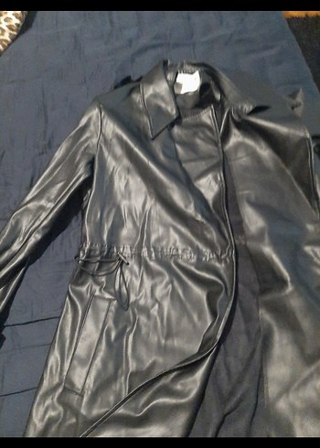 Siyah Deri Midi Kadın Ceket - Görsel 4