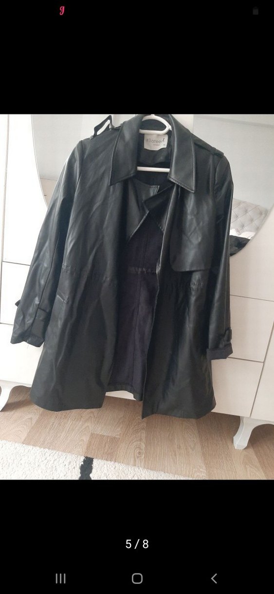 Siyah Deri Midi Kadın Ceket - Görsel 3