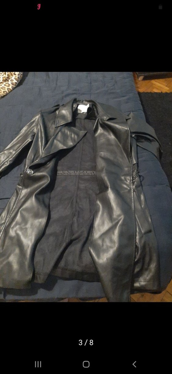 Siyah Deri Midi Kadın Ceket - Görsel 5